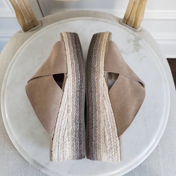 Anthropologie Paseart Tan Suede Boho Cross Strap Ombre Wedge Espadrille Slide 40 - Picture 6 of 16